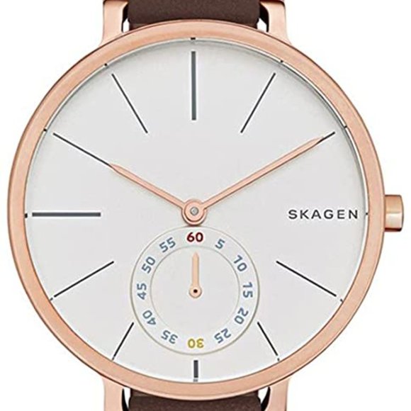 Skagen Womens rose gold with dark brown leather watch Pre-Owned Skagen Womens Anita - Walmart.com main image 3